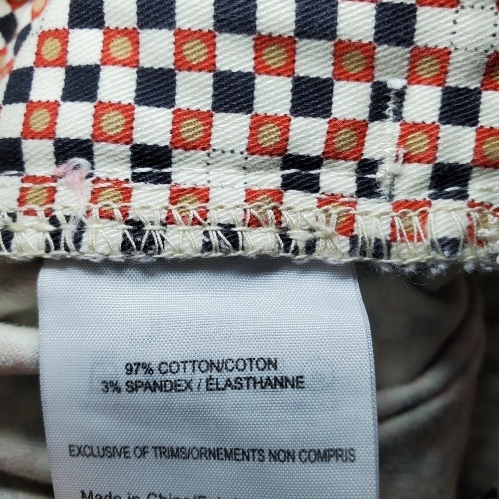 Tory Burch Pants Womens 28 Red Black Check Cropped Stretch Side Zip
